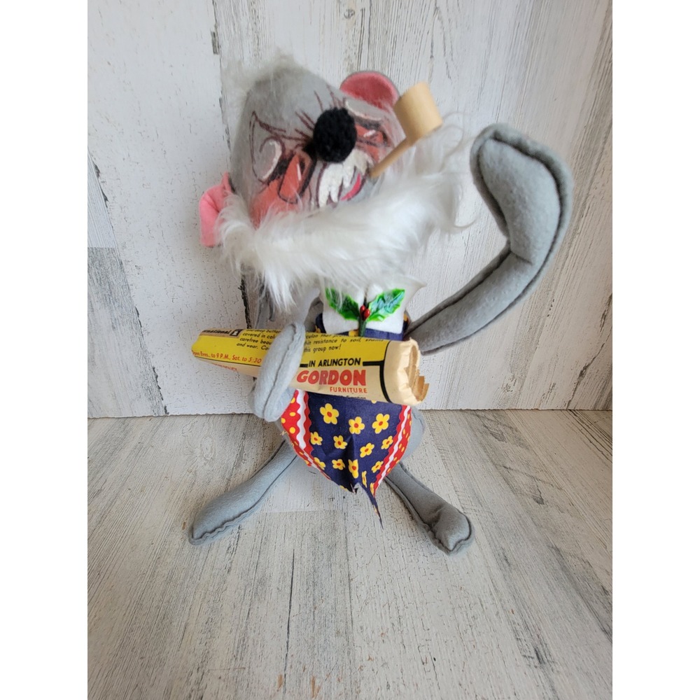 Annalee 11" grandpa mouse news paper pipe Xmas mobility doll glasses home